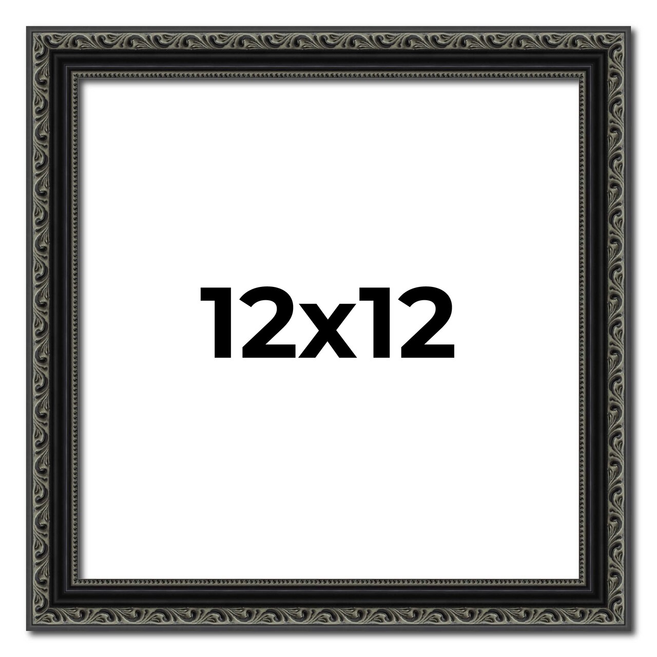 Square Antique Black Picture Frame - UV Acrylic, Foam Board Backing, Hanging Hardware